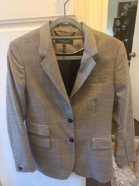 Rag & Bone Rona Houndstooth Plaid Blazer Tan Size 8